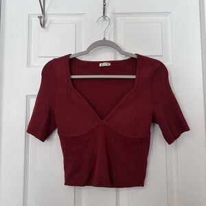 Free People Deep Red Crop Top